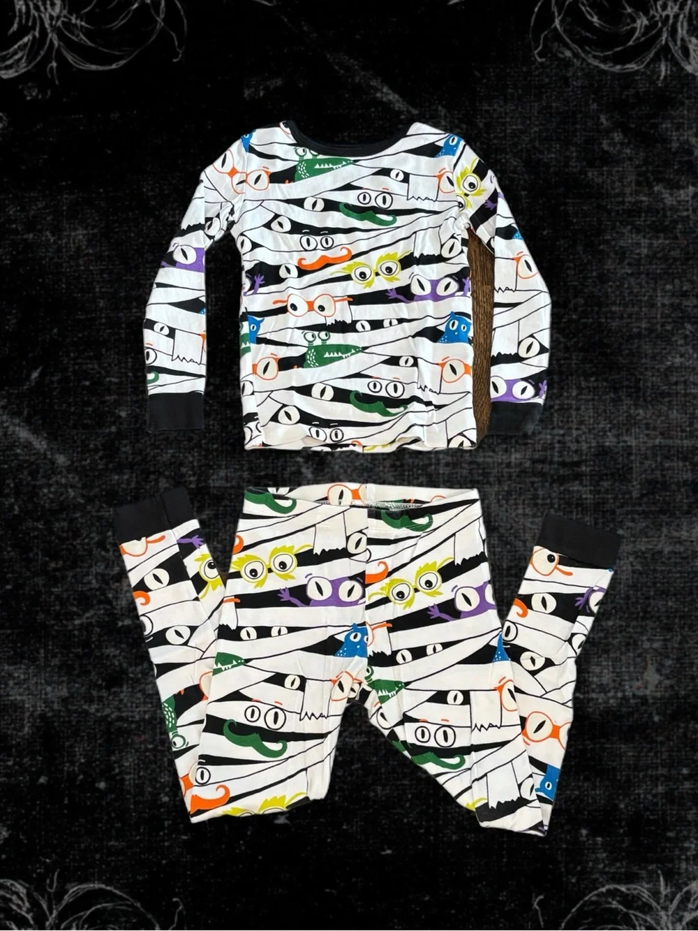Hyde & EEK! Kids Halloween Mummy & Eyes Pajama Set Size 8 Sleepwear